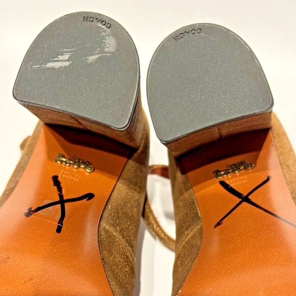 NWOB Coach Gold Metallic Leather Ankle Strap High Heel Pump Women’s Size 6B - Picture 13 of 15